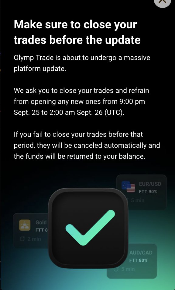 OlympTrade_PH's tweet photo. May paparating na downtime ang Olymp Trade mula September 25 - September 26. 

Take note 💯 https://t.co/XS0LCyxelT