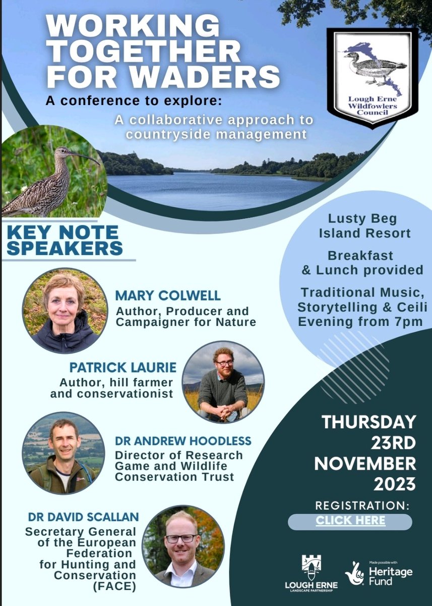 Lough Erne Wildfowlers' Council is delighted to announce our upcoming breeding wader conference! November 23rd at Lusty Beg Island, Co. Fermanagh. Book here now... eventbrite.co.uk/e/working-toge…