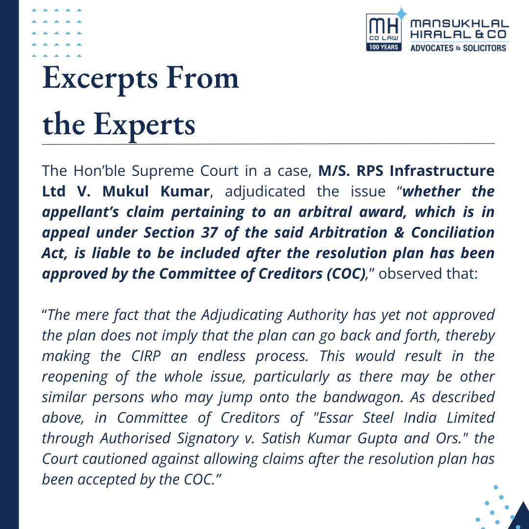 MHCOLaw's tweet image. @itsbhu 

#section34 #arbitration #arbitralaward #cirp #creditors