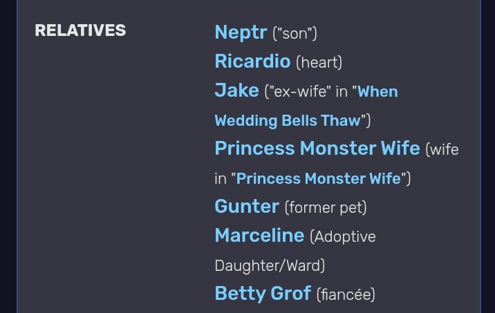 Let's not forget that Simon has a robot son with Finn, got married to Jake, had a wife which is an amalgamation of multiple princesses, has an eldrich monster as a pet/son, has a half demon half vampire adoptive daughter, and his fiancee is a goddess of chaos. What a family tree.