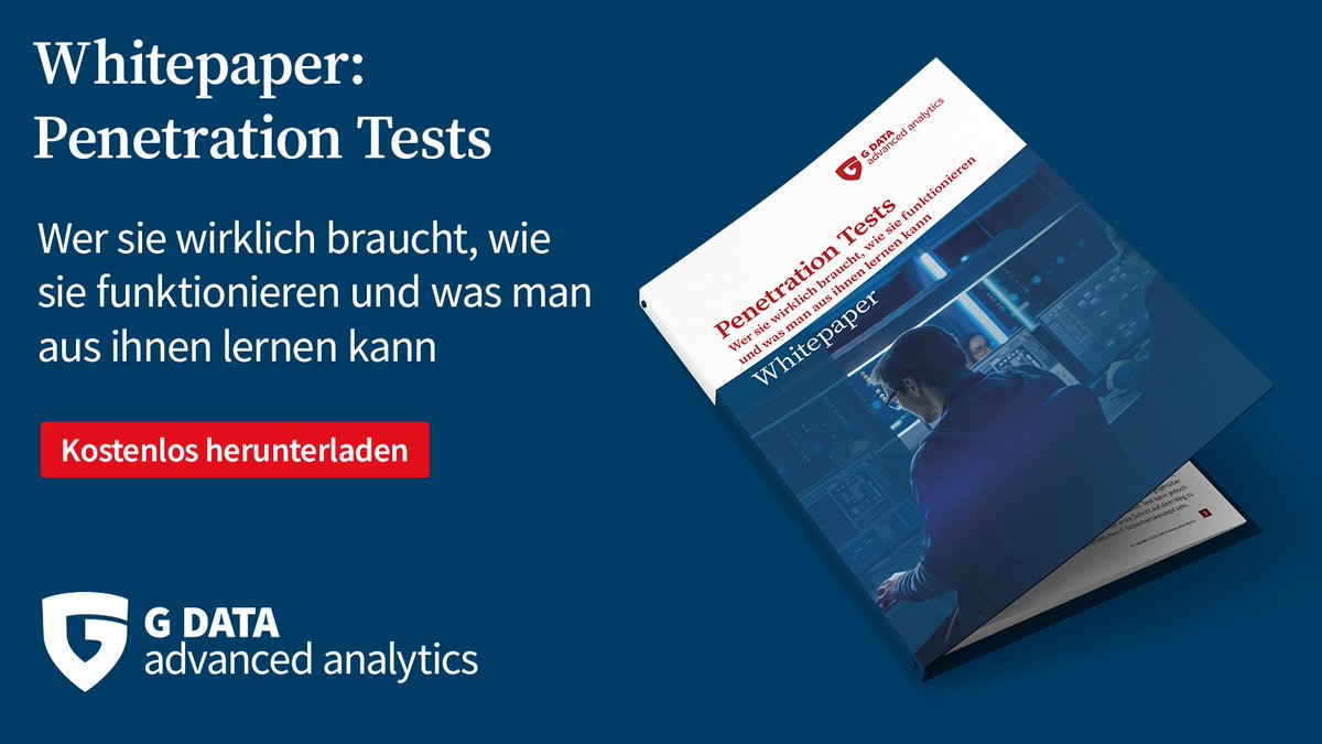 GDATA's tweet image. Zahlreiche Erwartungen, Missverständnisse und Fehlannahmen ranken sich rund ums Thema #PenetrationTest.
Was ein Penetration Test tatsächlich bezweckt und wie sowohl Unternehmen als auch Behörden davon profitieren können, erfahren Sie in diesem Whitepaper: gdata.de/whitepaper-pen…