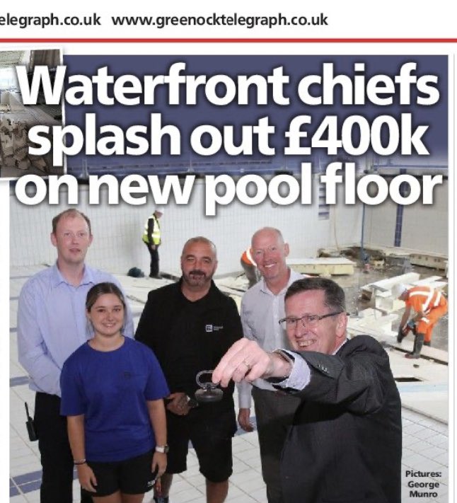 Work has started to install a new moveable floor at the Waterfront Leisure Complex in Greenock funded by Inverclyde Council. We’re working with our partners @InverclydeL to deliver the project. Coverage in today’s @greenocktele 👇🏻💦🏊🏻‍♂️🏊🏻‍♀️