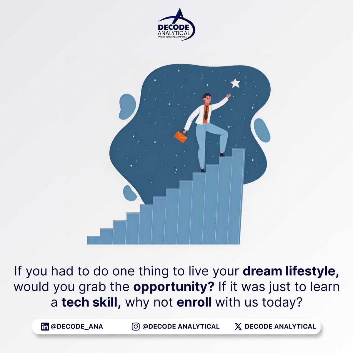 Decode_ana's tweet image. It&apos;s a new week. Chase that dream like you&apos;re about to miss a train

#decodeanalytical #techcommunity #NewWeek