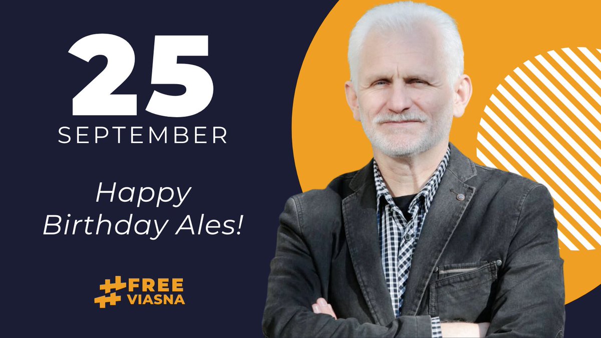 🎉Today head of the Viasna Ales Bialiatski celebrates his birthday! This is the 3rd birthday that Bialiatski will spend behind bars. Over the years of his activity, Ales has been awarded numerous prizes and awards, last year he was awarded the #NobelPeacePrize. #FreeViasna