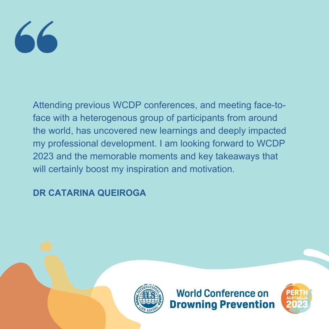World Conference on Drowning Prevention 2025 (@wcdp2025) on Twitter photo Join us in welcoming Dr. Catarina Queiroga, Regional Data Coordinator at the <a href="/WHO/">World Health Organization (WHO)</a>, as one of our featured speakers!
With 15+ years of global research and key roles in #Lifesaving organisations, Catarina is not to be missed. More 👉 wcdp2023.com
#WCDP2023 Join us in welcoming Dr. Catarina Queiroga, Regional Data Coordinator at the <a href="/WHO/">World Health Organization (WHO)</a>, as one of our featured speakers!
With 15+ years of global research and key roles in #Lifesaving organisations, Catarina is not to be missed. More 👉 wcdp2023.com
#WCDP2023
