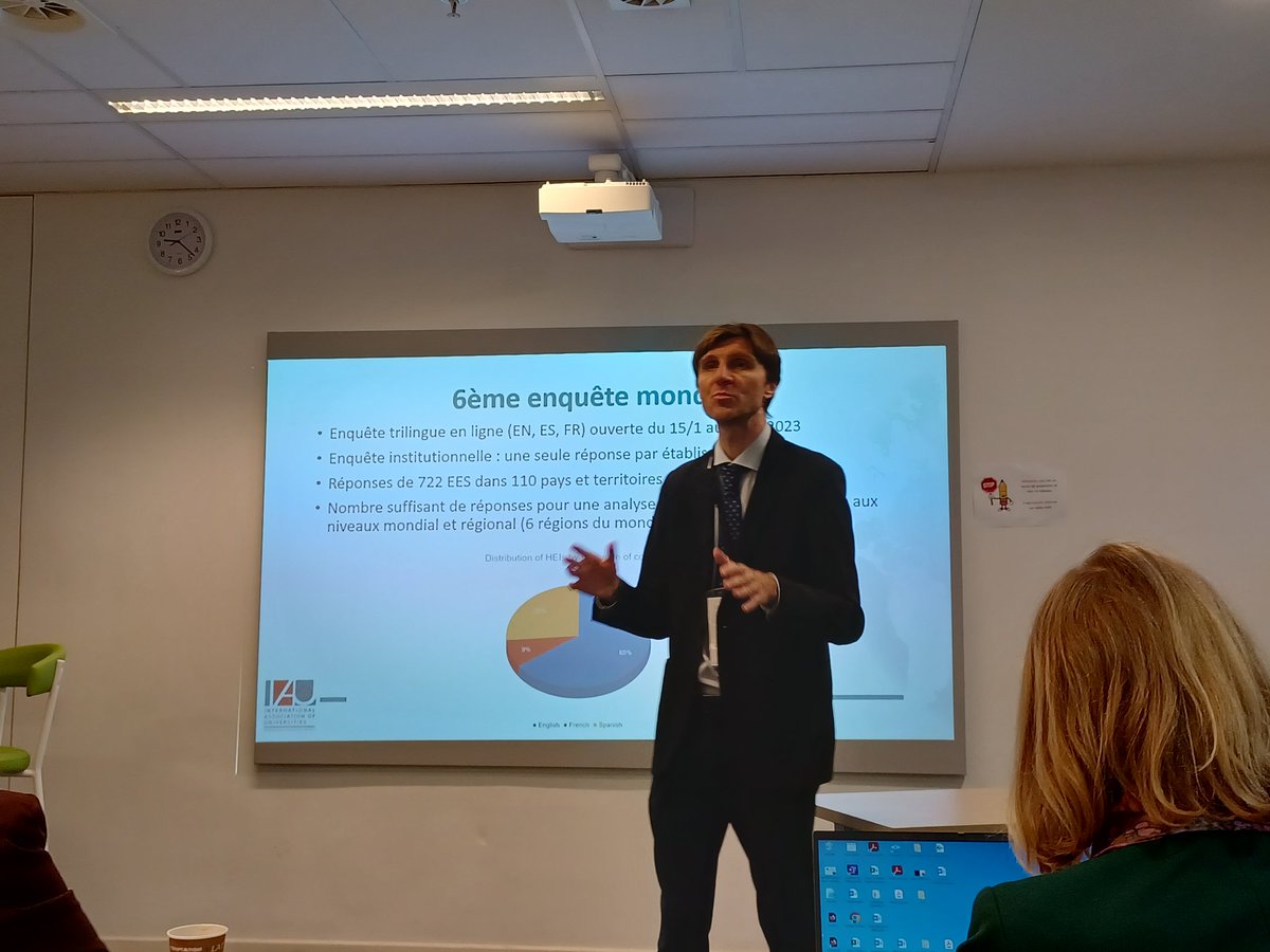 Lancement du 6e séminaire du #GRRIF accueilli par la @HE_Vinci On démarre avec les premiers résultats de la 6e enquête mondiale de l'AIU sur l'internationalisation de l'#ensup. @ARESfwb_be