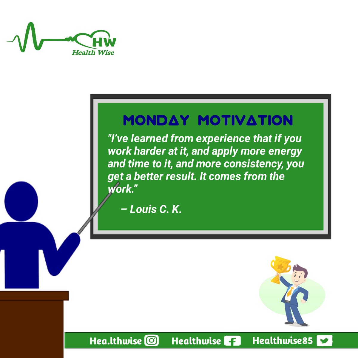 Healthwise83's tweet photo. This quote by Louis C.K. emphasizes the idea that putting in more effort, time, and consistency into your work or endeavors typically leads to better results.
Happy New Week 😊

#MondayMotivation
#MedTwitter 
#mondaythoughts 
#Motivationalquote
#Healthwise https://t.co/UNZL4gN9wR