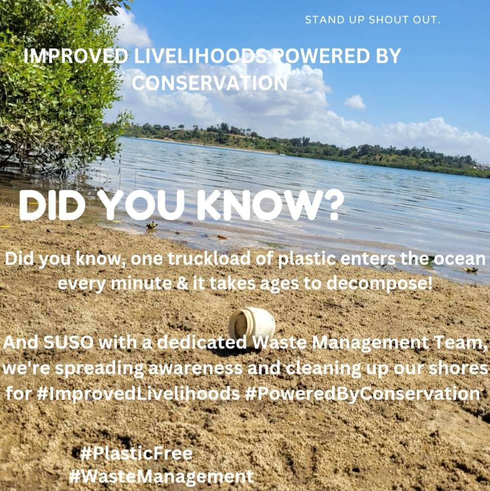 SUSOyouth's tweet photo. Did you know? SUSO has a Beach Waste Management Unit fighting #PlasticPollution keeping our beaches pristine and cleaning up our shores for #ImprovedLivelihoods #PoweredByConservation #TudorBeach @Nature_Africa https://t.co/IBn7jTRWcj