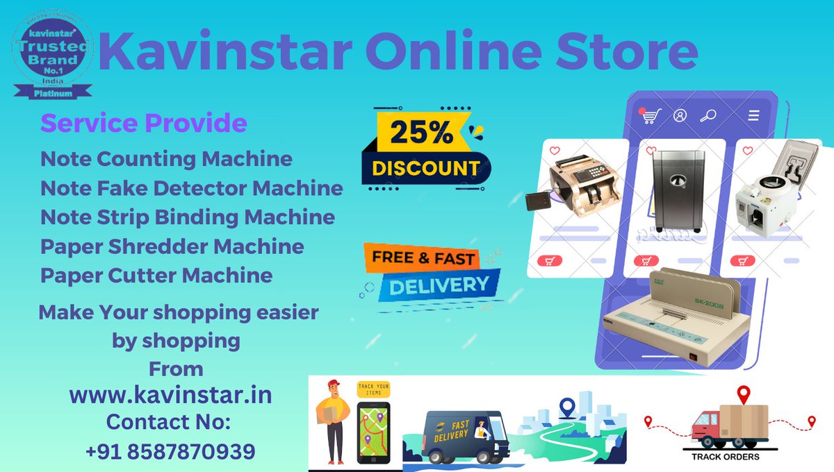 Kavinstarindia1's tweet image. 𝐒𝐡𝐨𝐩𝐩𝐢𝐧𝐠 𝐟𝐫𝐨𝐦 𝐊𝐚𝐯𝐢𝐧𝐬𝐭𝐚𝐫, 𝐯𝐢𝐬𝐢𝐭 𝐭𝐡𝐞 𝐨𝐧𝐥𝐢𝐧𝐞 𝐬𝐭𝐨𝐫𝐞
If you are interested in buying
#papershredders
#laminators
#binding #currencycounting #cuttermachines and more,
please call or send a WhatsApp message at 8587870939.
kavinstar.in/product-catego…