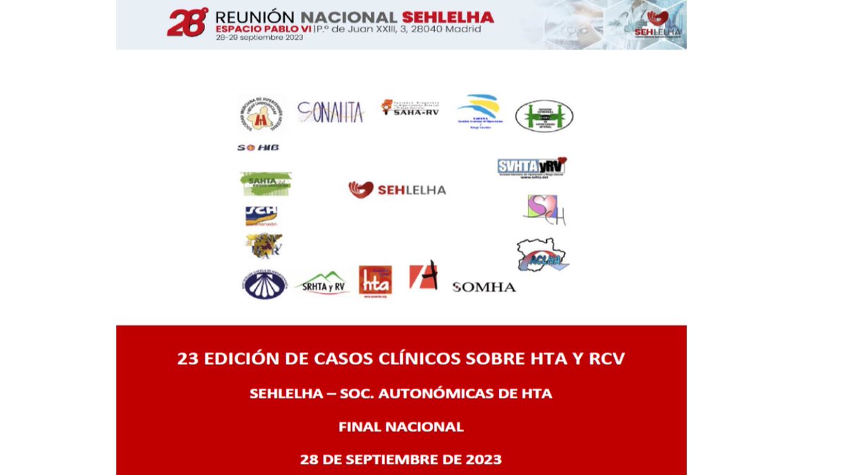 No te pierdas el concurso de casos clínicos #sehlelha23 en la Reunión nacional de la Sociedad Española de Hipertensión #HTA #hipertension
congresoseh-lelha.es/docs/programaC…