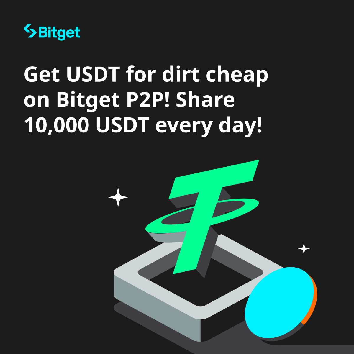New P2P users can share 10,000 $USDT every day! 1⃣️Get 1 USDT for the low  price of 1 TRY / 2 BDT / 20 PKR / 1000 VND / 2000 IDR and