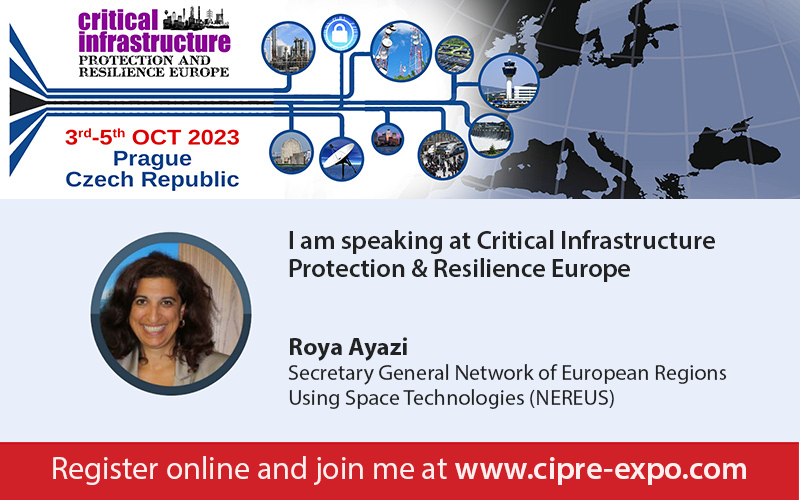 NEREUSaisbl's tweet photo. ▶️💯Roya Ayazi, NEREUS Secretary General will discuss how #space technologies🛰️ respond to challenges of safety and security matters for regional and local authorities- Stay tuned! #critical_infrastructures #space_technologies #regions https://t.co/3K1aisUjtE