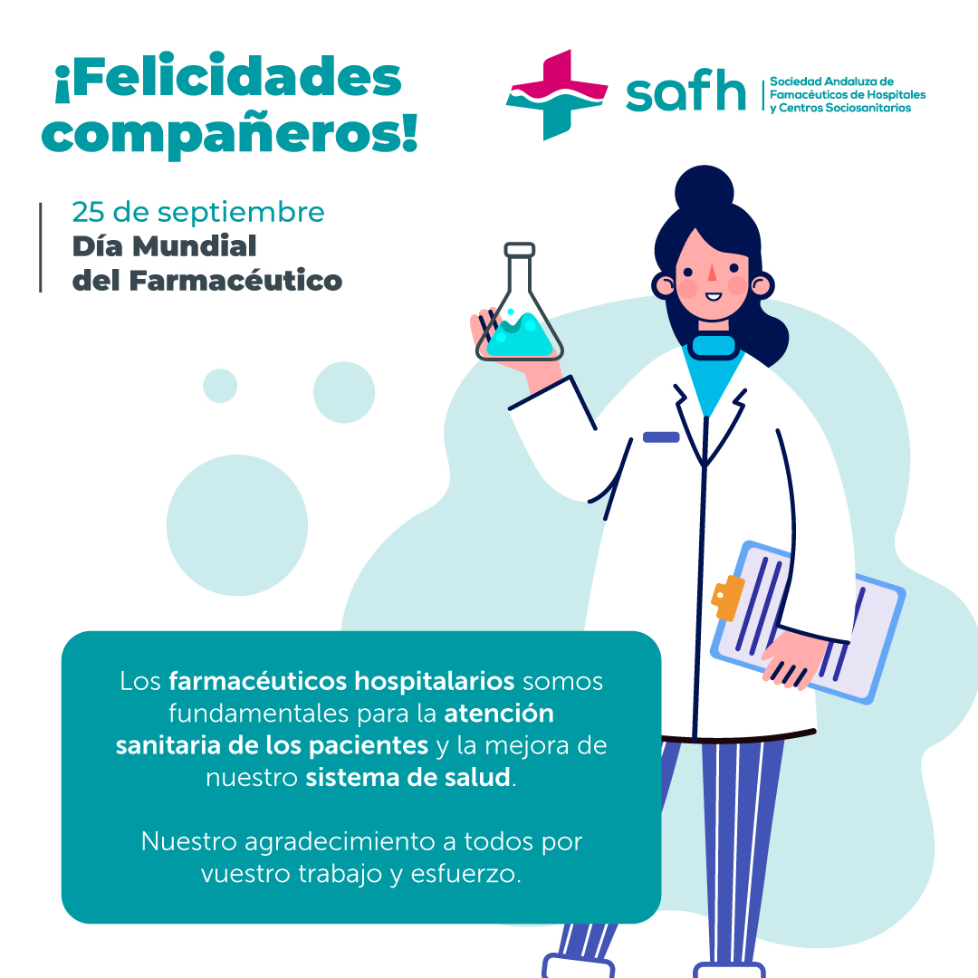safh_info's tweet photo. Los farmacéuticos hospitalarios somos fundamentales para la atención sanitaria de los pacientes y la mejora de nuestro sistema de salud. Gracias a todos por vuestro trabajo y esfuerzo. ¡Feliz #DíaMundialdelFarmacéutico!
#DMF2023 #WPD2023 #orgullofarma https://t.co/58zvMOeadL