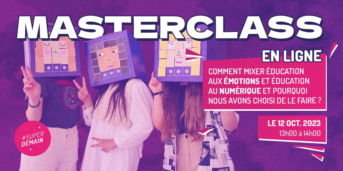 Les jeunes vivent souvent des expériences très intenses en ligne : sociabilités adolescentes, #jeuxvidéo très immersifs, vidéos qui font rire, pleurer... ou sursauter ! Venez parler #numérique et #émotions avec nous le 12 oct. de 13h00 à 14h00, sur ZOOM ! superdemain.fr/masterclass-mi…