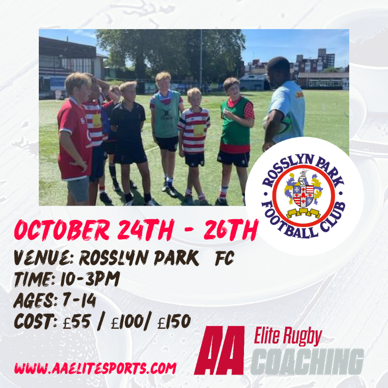rosslynpark's tweet photo. 🏉 October Rugby Camps 

AA Elite are back this October half-term with their rugby camps. 

Places are limited, so book now to avoid disappointment

Book ⬇️ 

#RPFC