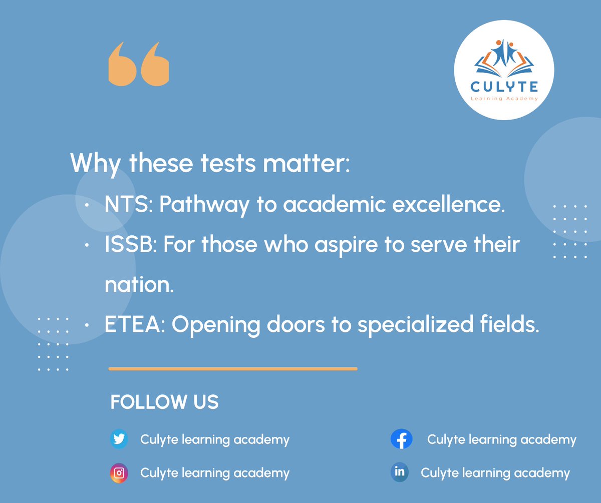 Culyte_Academy's tweet photo. 📊 Unlocking Opportunities: NTS, ISSB, and ETEA Tests 🚀

Download the app now: ⏬
https://t.co/XA4XbpEDNL...

#educacion 
#culyteacademy 
#Cricket
#nts 
#etea 
#mdcat 
#Trending https://t.co/v0kSXrGC0k
