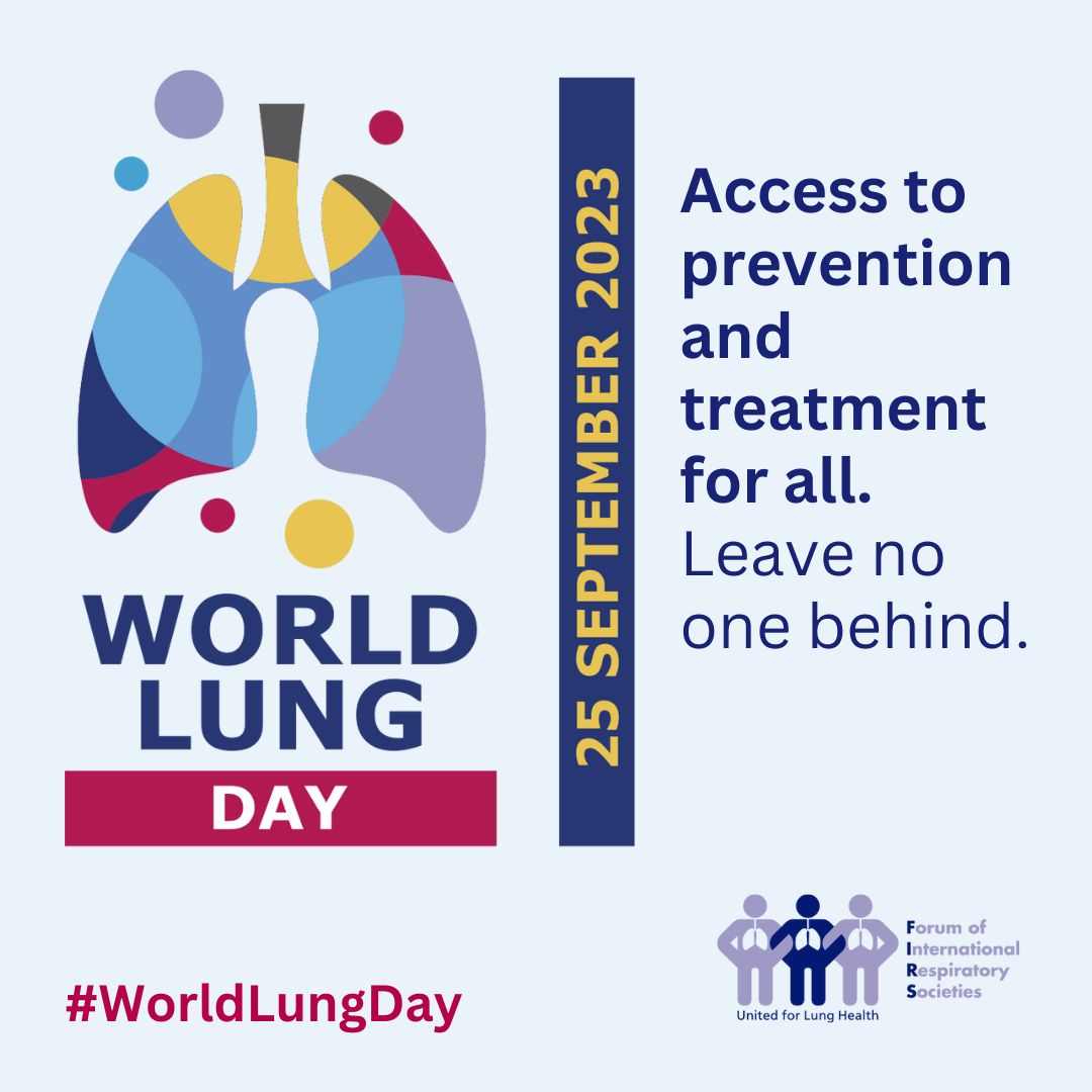 #WORLDLUNGDAY
Today we unite to promote better lung health for all. 
This year's theme: Access to prevention and treatment for all. Leave no one behind.

Let's raise awareness of the importance of lung health and take action to ensure everyone has access to the care they need.