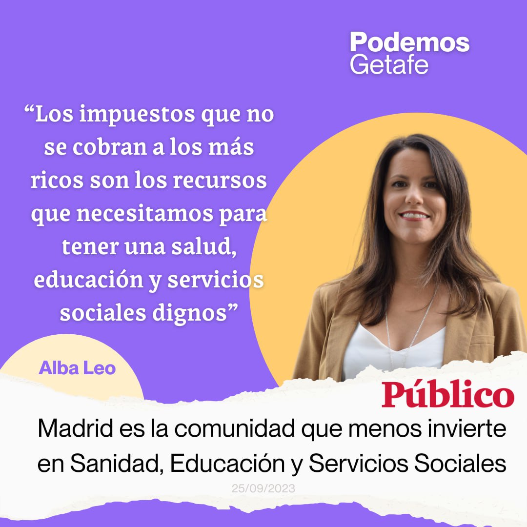 Cada habitante de la capital recibe 540 euros menos en políticas sociales que la media nacional. Así son las políticas del PP😡.