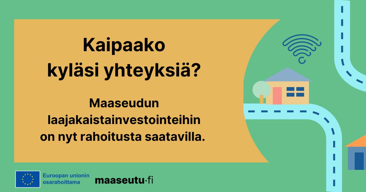 Kaipaako teidän kylä parempia yhteyksiä?

Laajakaistainvestointien haku on nyt auki Lapissa 25.9.2023-29.2.2024! 

Lue lisää: maaseutu.fi/lappi/laajakai…