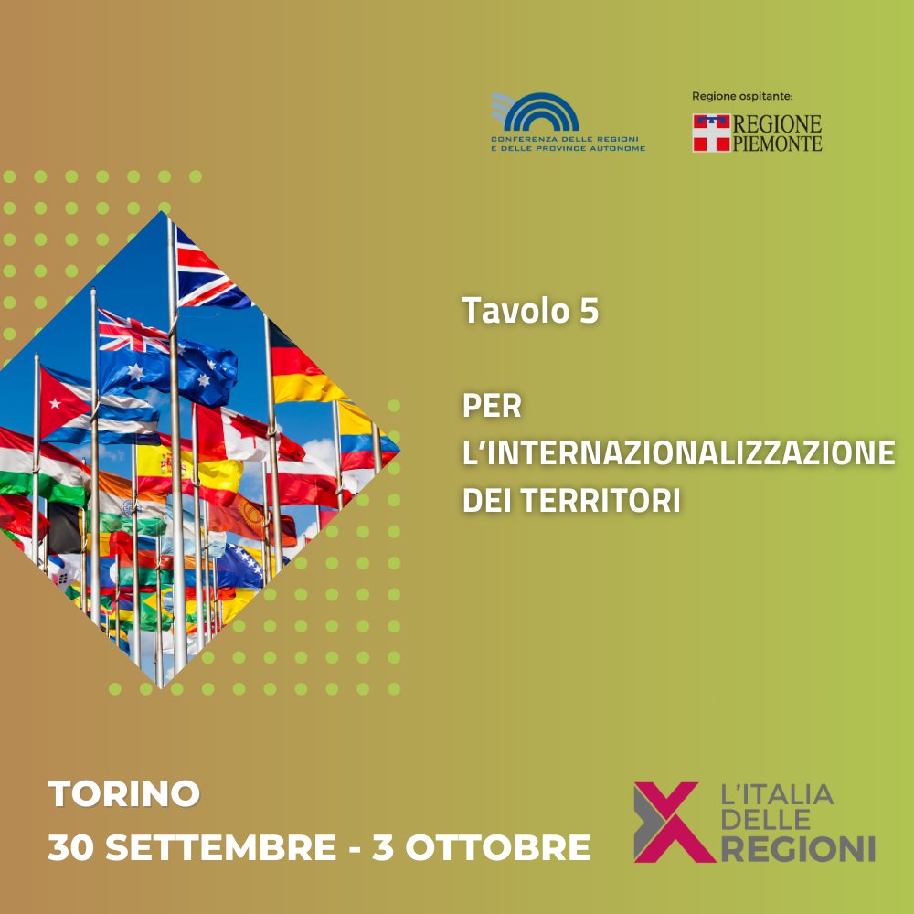 📌 #ItaliadelleRegioni

Nel Tavolo 5⃣ “Per l’internazionalizzazione dei territori” approfondiremo il ruolo delle Regioni in Europa e la promozione del #MadeinItaly.  Coordinerà i lavori <a href="/sbonaccini/">Stefano Bonaccini</a> Presidente <a href="/RegioneER/">Regione Emilia-Romagna</a>. 

📑Programma 2^ edizione Festival bit.ly/44Vhn9E