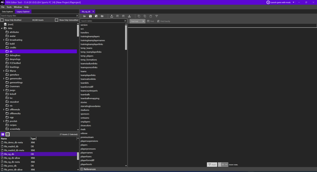 FIFAEditorTool's tweet photo. We have a full read-only profile for FC24, including EBX, textures, meshes, audio, and legacy, and we have generated an SDK. Applying changes to the game shouldn't be too difficult, and we are certain it's possible, although there may be a couple challenges. https://t.co/ryAaVlOove