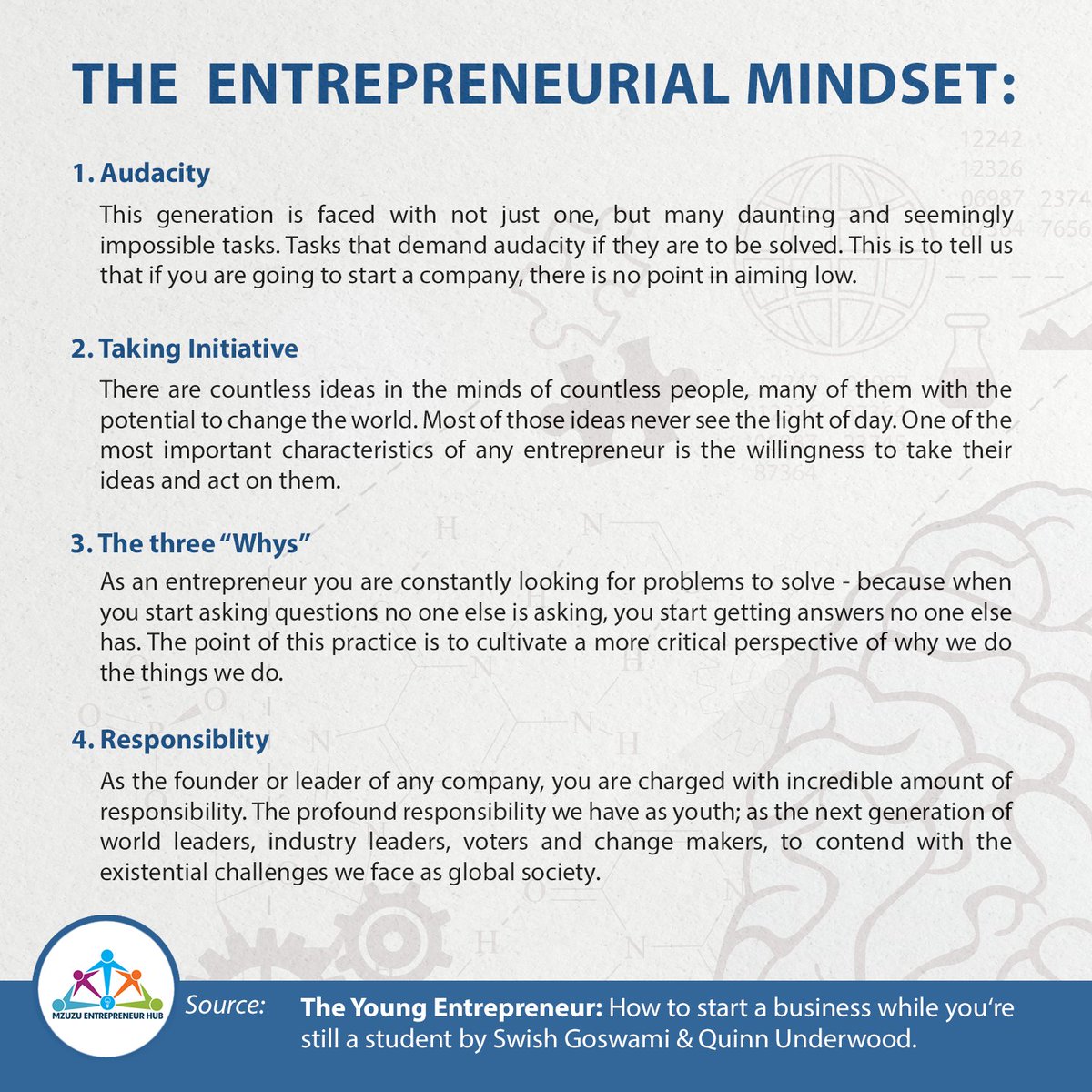 ELivelihoods's tweet image. Thought we share these wise insights from Swish Goswami and Quinn Underwood from their book, "The Young Entrepreneur: How to start a business while you're still a student".

#MondayMotivation #Entrepreneurshipmindset #Happynewweek #WeMove