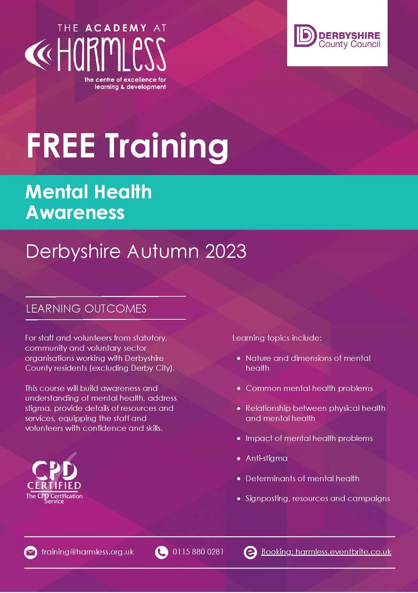 ✨ FREE Mental Health Awareness Training ✨

BOOK NOW 👇

Tues 26 Sept 👉 buff.ly/3rjA7C5 
Wed 4 Oct 👉 buff.ly/45QZ6eZ 
Mon 9 Oct 👉 buff.ly/3t8wVJP 
Thurs 19 Oct 👉 buff.ly/4523Ay0 
Fri 27 Oct 👉 buff.ly/48lUi2R 

#mentalhealthtraining