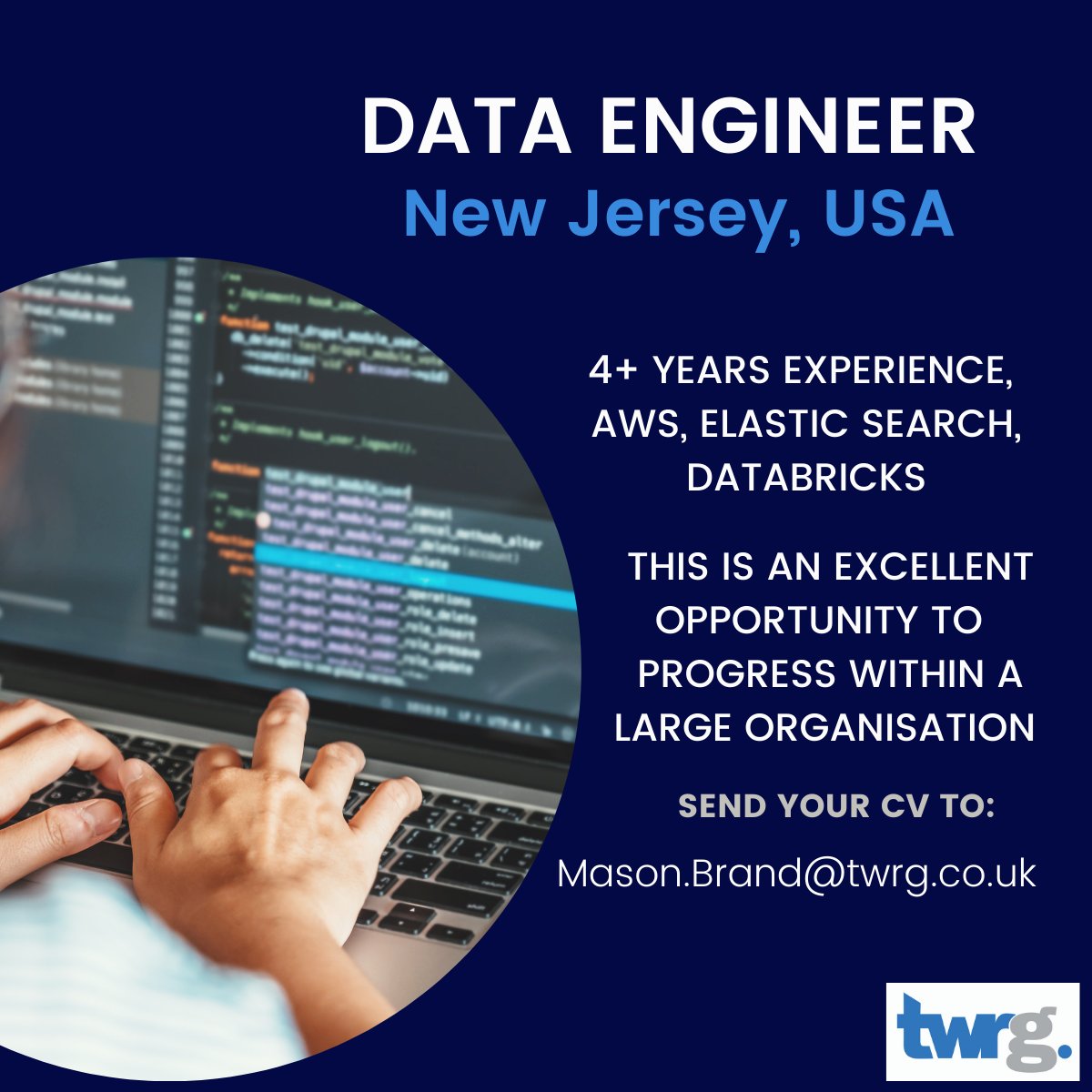 TWRG_Team's tweet photo. Are you an experienced Data Engineer looking for a new role?  

Contact Mason.Brand@twrg.co.uk to learn more about this opportunity! https://t.co/bEDZB4gJkN