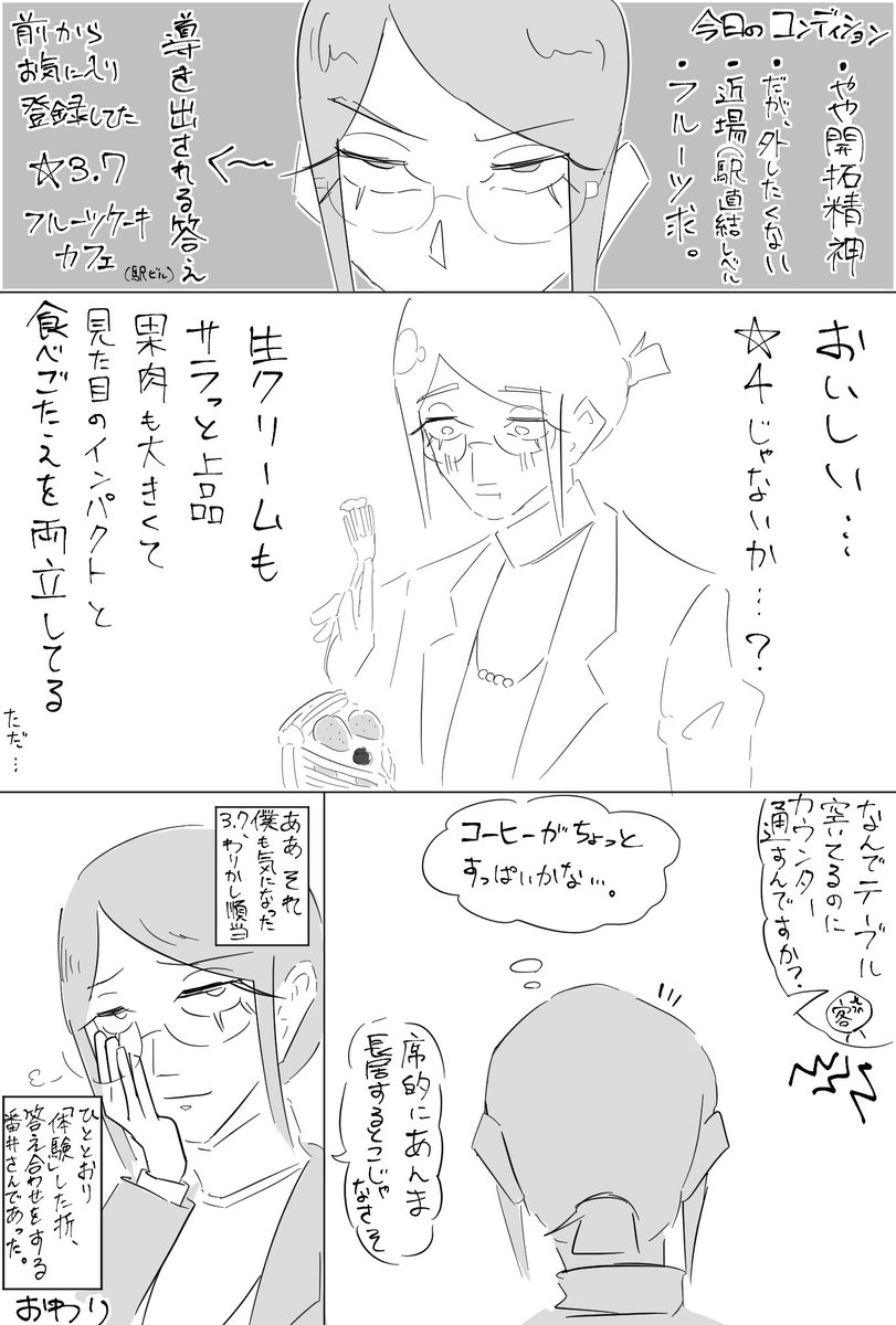 Skebありがとうございました☺️🌸
「ケーキを食べる日常の番井さん」というお題でした

日常シーンを描くために漫画にした
漫画形式、すごい自分のノリが出る、描くの数年ぶりなのに

 skeb.jp/@ofuse_/works/2