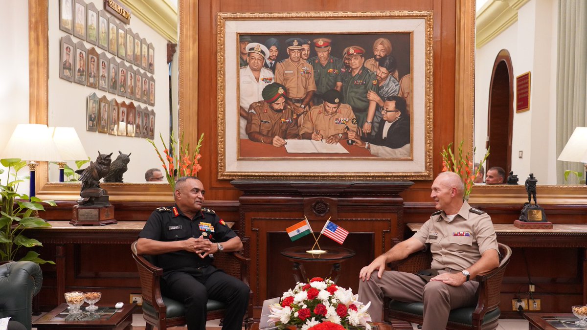 #TogetherForPeace

General Manoj Pande #COAS interacted individually with Chiefs of the Armies who arrived at #NewDelhi to attend Indo-Pacific Armies Chiefs Conference #IPACC 2023, to deliberate on ways for further enhancing the #DefenceCooperation between the respective Armies.…