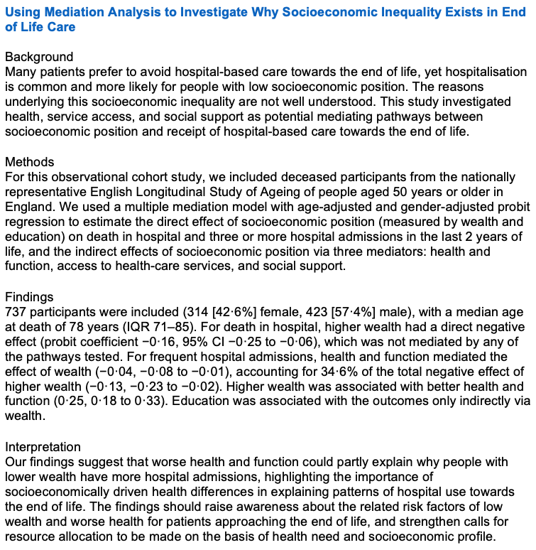 Lily Huajie Jin (@jinhuajiehotma1) on Twitter photo Join our next virtual @KHE_Kings seminar "Mediation Analysis: Why Socioeconomic Inequality Exists In End Of Life Care" led by <a href="/jo_mariedavies/">Joanna Davies</a> from
<a href="/CSI_KCL/">Cicely Saunders Institute at King's</a> at 1-2 pm Monday 2nd October. Free tickets can be booked here: eventbrite.co.uk/e/mediation-an⦠<a href="/KingsHSPR/">HSPRD IOPPN</a> Join our next virtual @KHE_Kings seminar "Mediation Analysis: Why Socioeconomic Inequality Exists In End Of Life Care" led by <a href="/jo_mariedavies/">Joanna Davies</a> from
<a href="/CSI_KCL/">Cicely Saunders Institute at King's</a> at 1-2 pm Monday 2nd October. Free tickets can be booked here: eventbrite.co.uk/e/mediation-an⦠<a href="/KingsHSPR/">HSPRD IOPPN</a>
