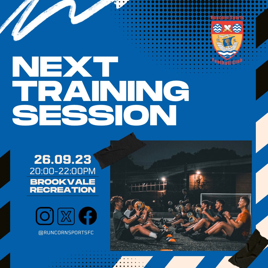 RuncornSportsFC's tweet photo. This coming Tuesday both teams return to training.
20:00-22:00 pm
If your looking for a fresh challenge get in contact with @jameswalsh_96 and Phil #upthesports #freshchallenge #newplayerswelcome https://t.co/b4BqMgF3zu