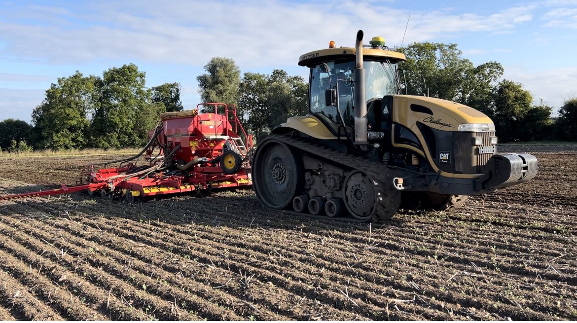 AngusStuart8's tweet photo. Both end of the production cycle today 2024 Winter Wheat being drilled and 2023 harvested Winter Wheat heading off to the mill. @AGCOcorp @VaderstadUK @OpenfieldTM https://t.co/slMAHVMqH4
