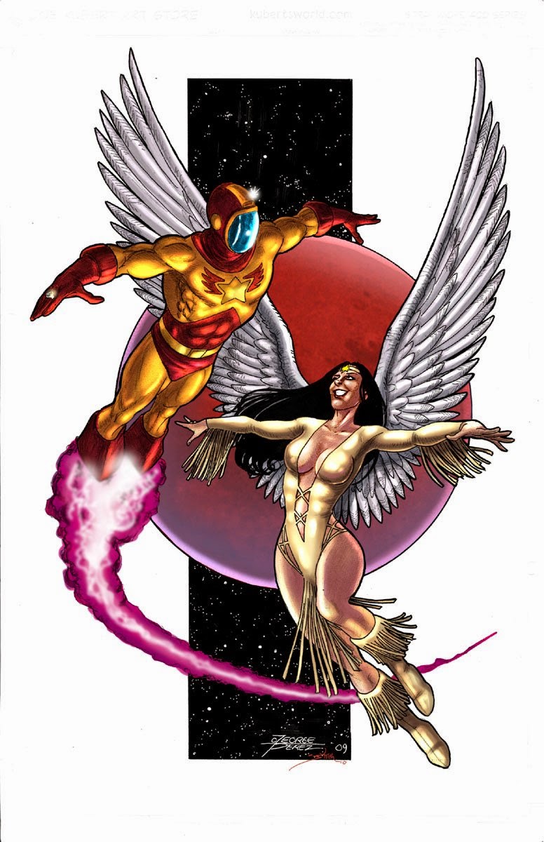 Drake and Dawny!
Art by #GeorgePerez 
#LegionOfSuperHeroes
#Wildfire #Dawnstar