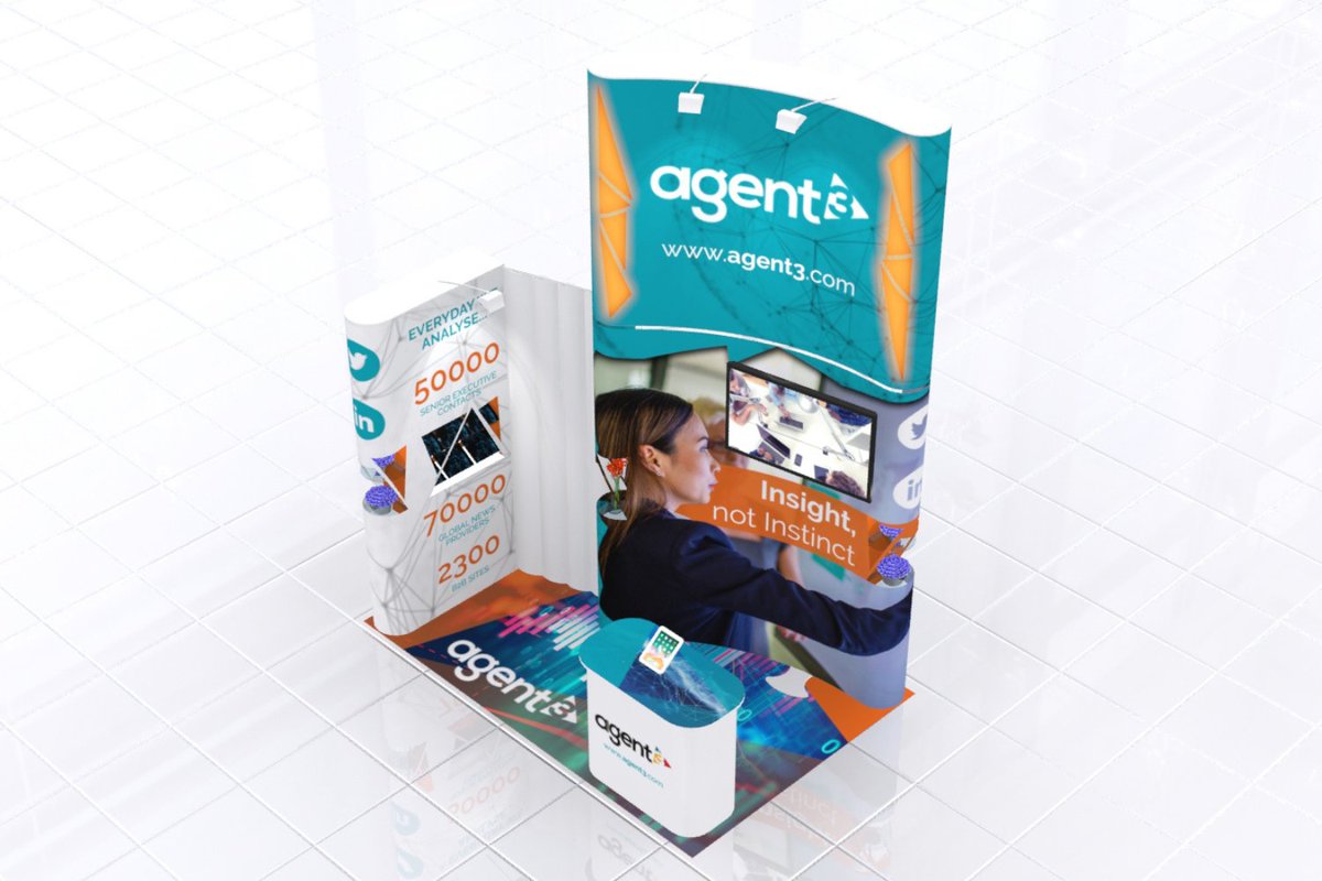 Quadrant2Design's tweet image. A uniquely tall, eye-catching 3x2m #exhibitiondisplay for Agent 3, with a colourful, attention-grabbing Quadrant2Design photo floor. Check out more on our free design resource - exhibition-stands.com