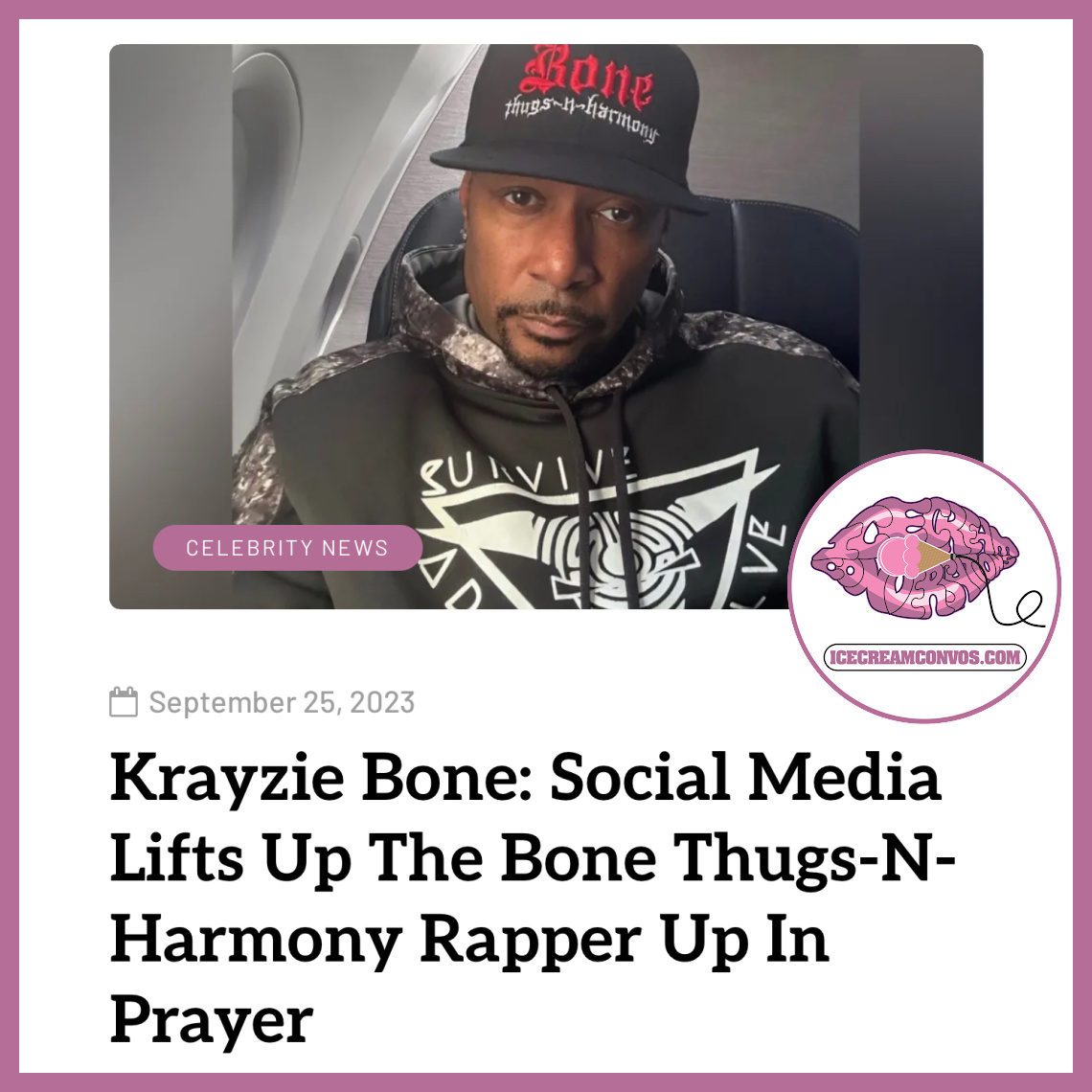 MsXaviB's tweet image. Over the weekend, reports surfaced that Bone Thugs-N-Harmony rapper Krayzie Bone was hospitalized and fighting for his life. 🙏🏾🖤🍦  

Get the scoop 👉🏾 bit.ly/3rjUcs2

#KrayzieBone #PrayersUp #BoneThugsNHarmony #IceCreamConvos