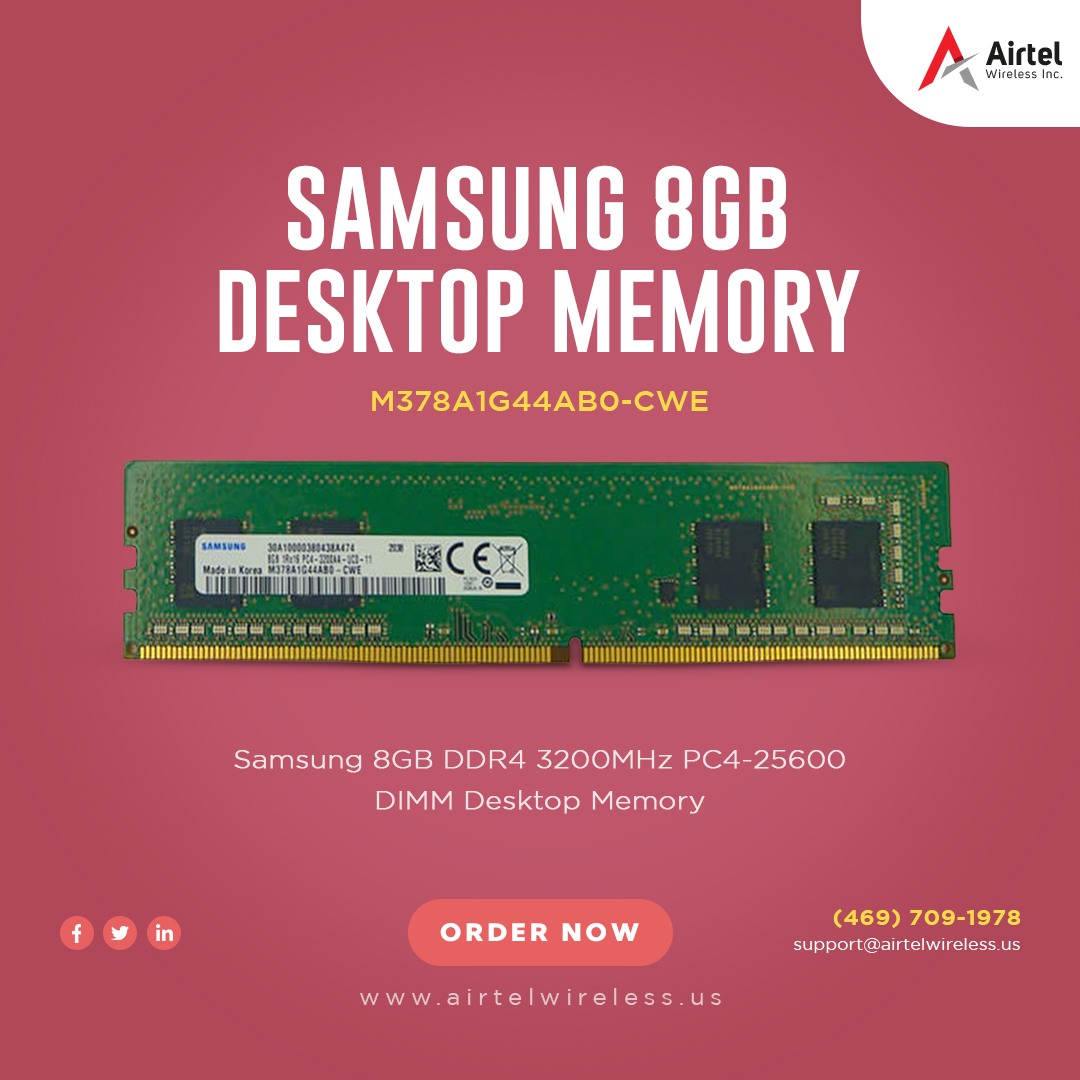 🚀 Turbocharge Your Desktop: Samsung 8GB DDR4 Memory 🖥️

Order Now: airtelwireless.us/shop/m378a1g44…

#SamsungMemory #PCUpgrade #DDR4RAM #PerformanceUpgrade #DesktopMemory #TechUpgrades