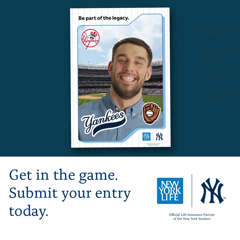 New York Life (@newyorklife) on Twitter photo Enter now for your chance to win the Ultimate Yankees VIP experience! Just submit your own virtual baseball card & you could find yourself watching the <a href="/Yankees/">New York Yankees</a> take batting practice from a specially designated area on the field! nyl.co/45Fyhuc
#Sweepstakes #GoodAtLife Enter now for your chance to win the Ultimate Yankees VIP experience! Just submit your own virtual baseball card & you could find yourself watching the <a href="/Yankees/">New York Yankees</a> take batting practice from a specially designated area on the field! nyl.co/45Fyhuc
#Sweepstakes #GoodAtLife