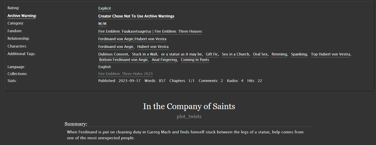 Had so much fun participating in #fe3holes again this year! Enjoy a little bit of Ferdibert!
archiveofourown.org/works/50154874