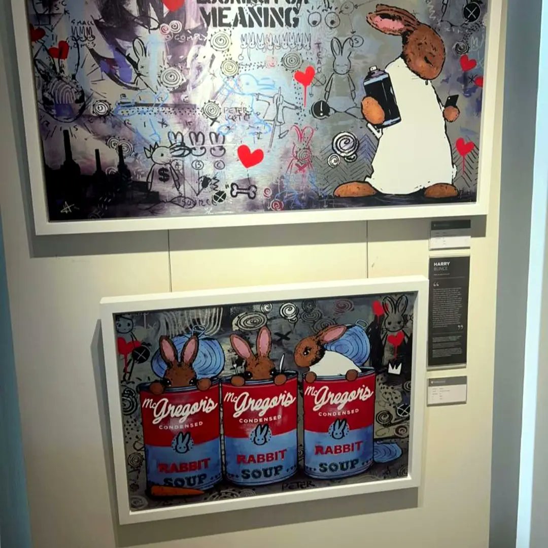 generation_art's tweet photo. Introducing Three Brand New Aluminium Editions by Harry Bunce. His quirky yet distinctive Folk Art Editions have been described as 'Beatrix Potter meets Quentin Tarantino'. 🐰
#art #artgallery #harrybunce #folkart #beatrixpotter #rabbits #campbellsoup #quentintarantino #banksy https://t.co/eb11noXCCy