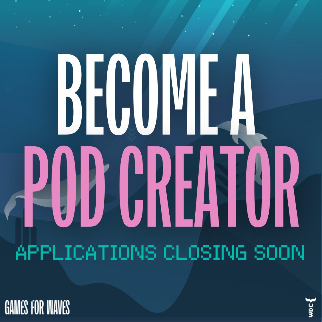 📢 APPLICATIONS CLOSING SOON

Have you applied to become a Games for Waves Pod Creator yet? We'll be going through applications and inviting creators soon, so make sure to apply by the 1st October!

💙 Become a Pod Creator
🌊 Raise vital funds for whales, dolphins and ocean