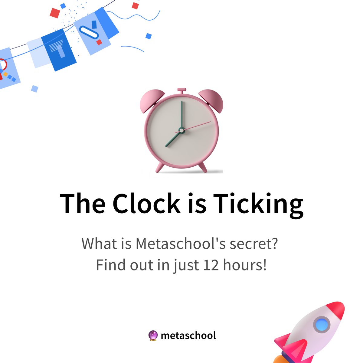 askOkara's tweet photo. Hello Metaschool Family 👋
In precisely 12 hours, we'll be unveiling some exciting news that we're sure you'll love. Get ready for the big reveal! 🤫 🕛
P.S.: Your support will be invaluable to us, so keep those notifications on! 🙌
Wagmi 🔮
#Metaschool #Web3 #12HoursToGo https://t.co/QjroYMa0Xj