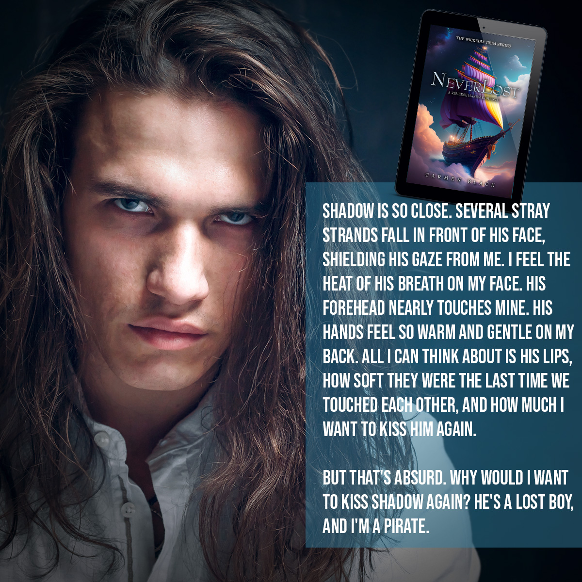 ScarletLantern's tweet photo. “Why would I want to kiss shadow again?” 

🧜‍♀️  NeverLost by Carmen Black - Releasing 9/29 🧜‍♀️

Hashtags
#NeverLost #CarmenBlack #WickedlyGrimSeries #ReverseHarem #WhyChoose #RomanceNovel #RomanceAuthor #DarkRetelling https://t.co/gaH0BY8KiN