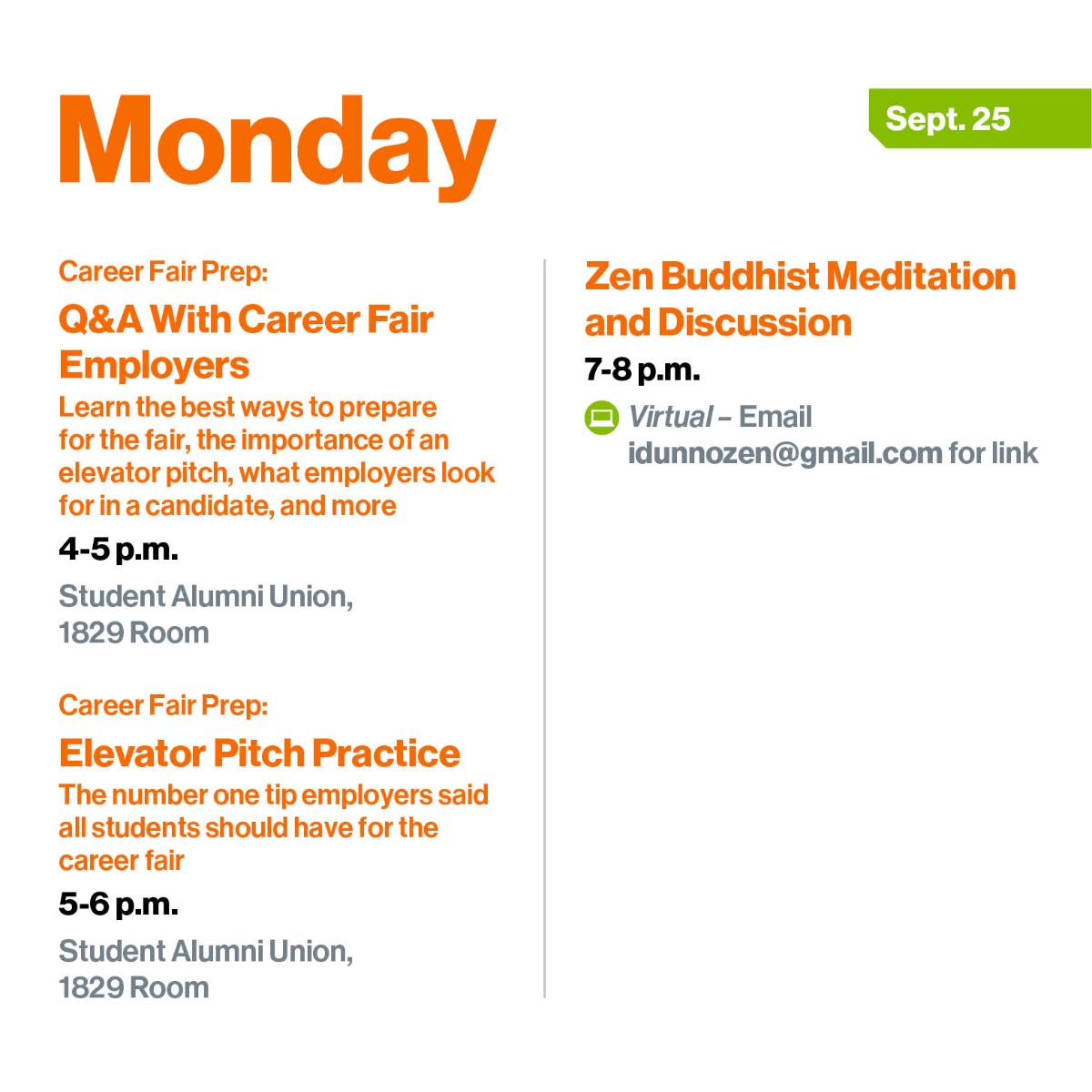 Get ready for another busy week with exciting activities to keep you active, or get ready for the upcoming Career Fair happening this Wednesday. Be sure to look at this week's lineup of upcoming events at rit.edu/events!
 
📷: Hailey Price