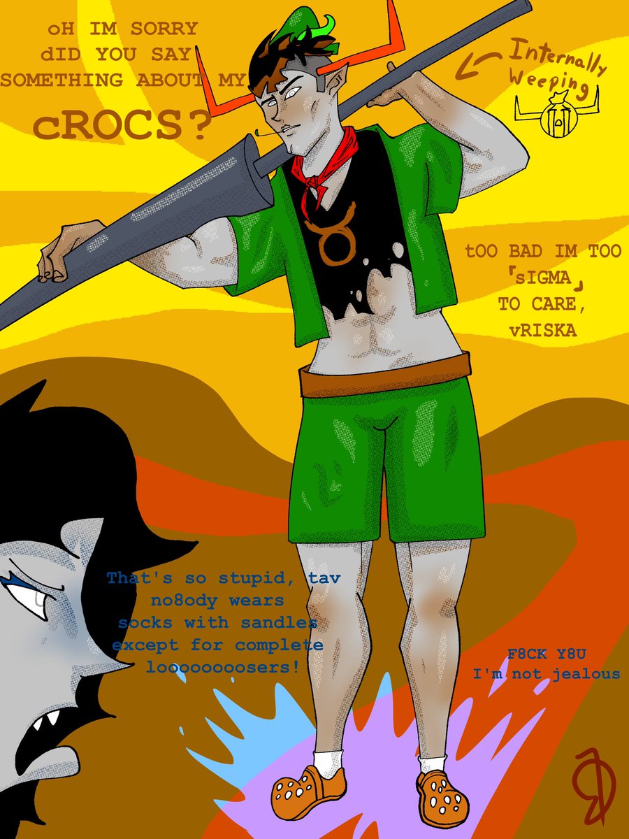 Sheradeck1's tweet photo. Tic-Tock the Crocs 

#Tavros #Nitram #Homestuck #HOM3STUCK #vriska #tavris #sigma #Taurus #mspa #grindset https://t.co/0Q5BQpHTZp
