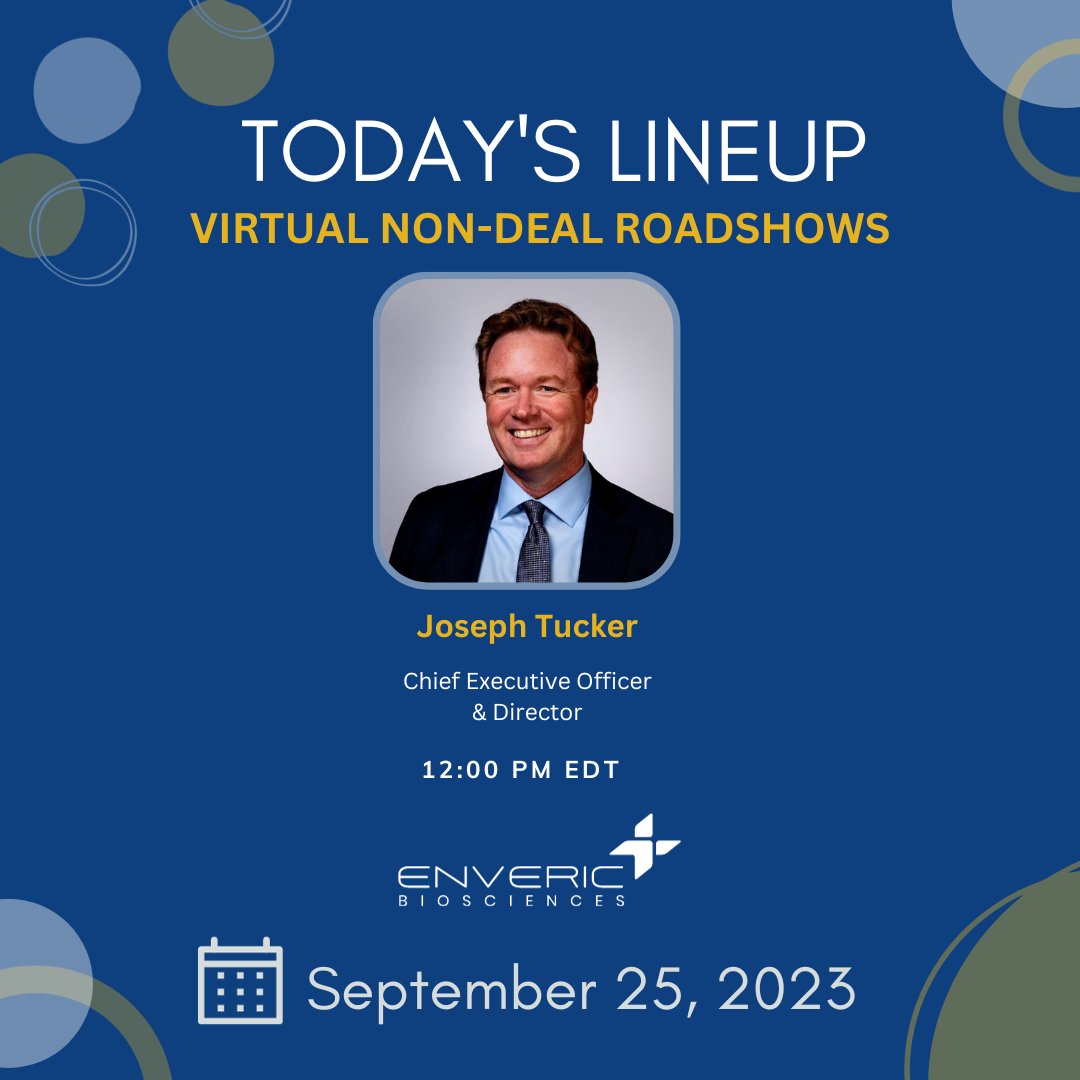 RenmarkMedia's tweet image. Join us today for Enveric Biosciences' Virtual Non-Deal Roadshow! #RenmarkVNDR

ENVB: renmarkfinancial.com/live-registrat…

#ENVB #NASDAQ #envericbiosciences