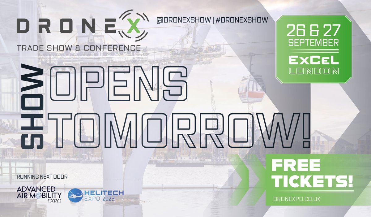 ⏰ 24 hours to go ⏰

Have you planned your journey? Doors will open at 10 a.m. tomorrow morning, so set your alarms!

Keep updated with what's happening at the show throughout the day on our social media channels.

See you tomorrow!

#dronexshow  #24hourstogo  #UAV