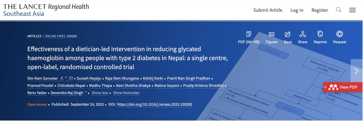 Devendra Raj Singh 🇳🇵 (@devendrarsingh) on Twitter photo Our long-awaited randomised control trial research paper has just been published in the Lancet. We believe this study will pave the way for an innovative approach to diabetes treatment in Nepal <a href="/MofaNepal/">MOFA of Nepal 🇳🇵</a> <a href="/NepalhealthPre1/">Nepal health Press</a>. Check out the article here:thelancet.com/journals/lanse… Our long-awaited randomised control trial research paper has just been published in the Lancet. We believe this study will pave the way for an innovative approach to diabetes treatment in Nepal <a href="/MofaNepal/">MOFA of Nepal 🇳🇵</a> <a href="/NepalhealthPre1/">Nepal health Press</a>. Check out the article here:thelancet.com/journals/lanse…