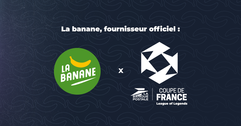 🔴 [Evénement] La #banane devient fournisseur officiel de La Banque Postale Coupe de France League of Legends ! <a href="/LFLOfficiel/">LFLxDIV2</a> 
Du 26/09 au 01/11, retrouvez la banane pendant les matchs, pour refaire le plein d’énergie ! 🍌🔋😋
👉 Rdv sur OTP LoL sur Twitch et Youtube !
#LBPCDFLoL