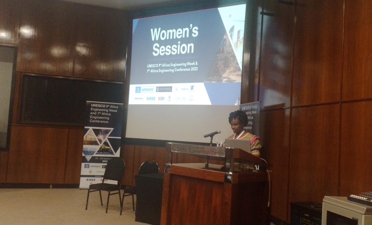 The second Women’s Session at #UNESCOAEW and #AfricaEngineeringConference has started! Moderator, Prudence Madiba introduces the speakers for the session. #EngineeringExcellence #ECSA